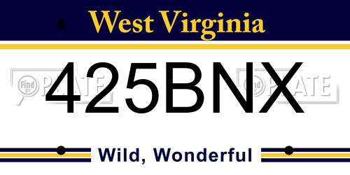 425BNX West Virginia License Plate