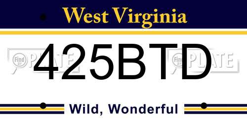 425BTD West Virginia License Plate