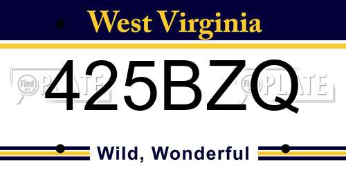 425BZQ West Virginia License Plate