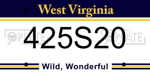 425S20 West Virginia License Plate