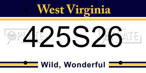 425S26 West Virginia License Plate