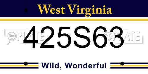 425S63 West Virginia License Plate