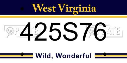 425S76 West Virginia License Plate