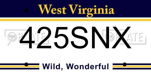 425SNX West Virginia License Plate