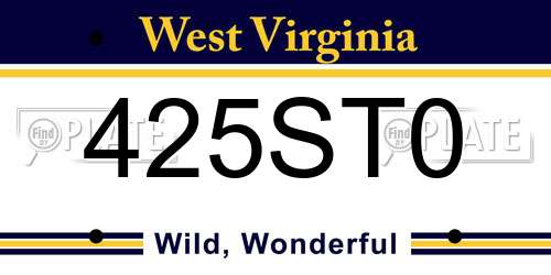 425ST0 West Virginia License Plate