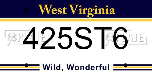 425ST6 West Virginia License Plate