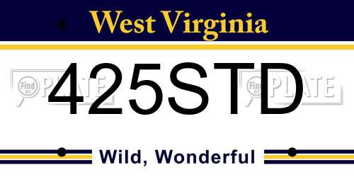 425STD West Virginia License Plate