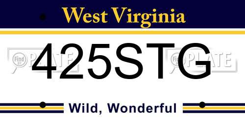 425STG West Virginia License Plate