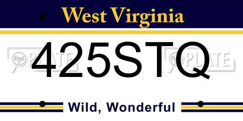 425STQ West Virginia License Plate