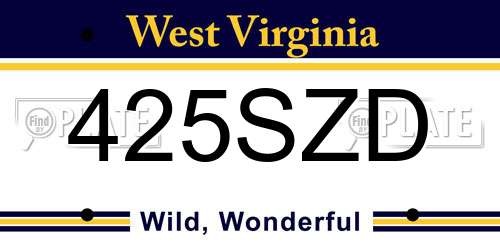 425SZD West Virginia License Plate