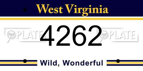4262 West Virginia License Plate