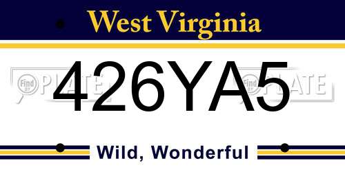 426YA5 West Virginia License Plate
