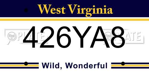 426YA8 West Virginia License Plate