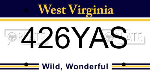 426YAS West Virginia License Plate