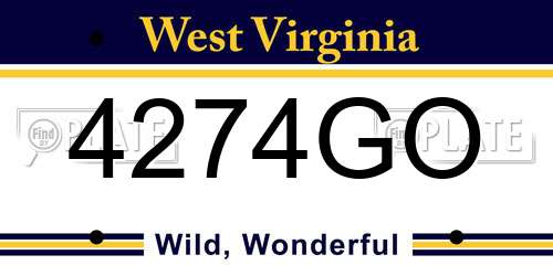 4274GO West Virginia License Plate