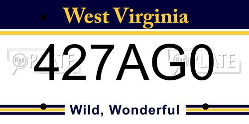 427AG0 West Virginia License Plate