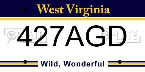 427AGD West Virginia License Plate