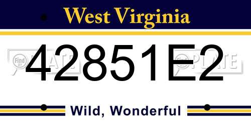 42851E2 West Virginia License Plate
