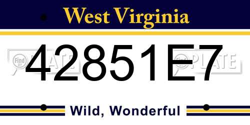 42851E7 West Virginia License Plate