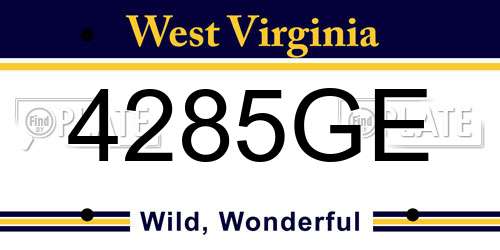 4285GE West Virginia License Plate