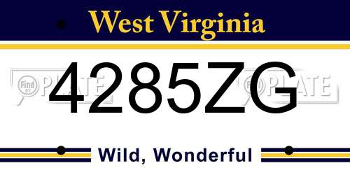4285ZG West Virginia License Plate