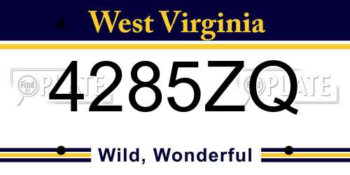 4285ZQ West Virginia License Plate