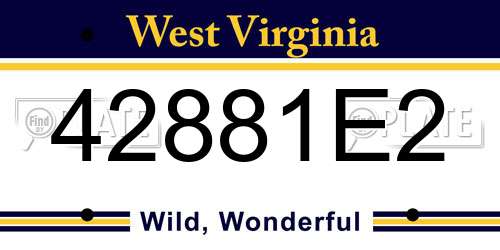 42881E2 West Virginia License Plate