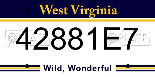 42881E7 West Virginia License Plate