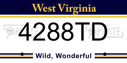 4288TD West Virginia License Plate