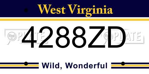 4288ZD West Virginia License Plate