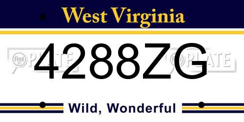 4288ZG West Virginia License Plate