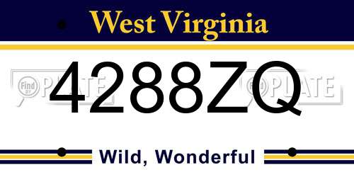 4288ZQ West Virginia License Plate