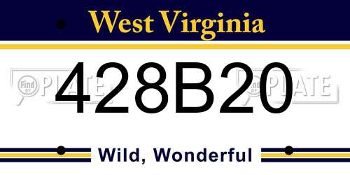 428B20 West Virginia License Plate