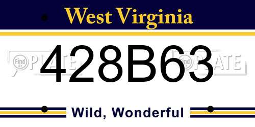 428B63 West Virginia License Plate