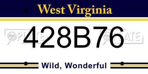 428B76 West Virginia License Plate