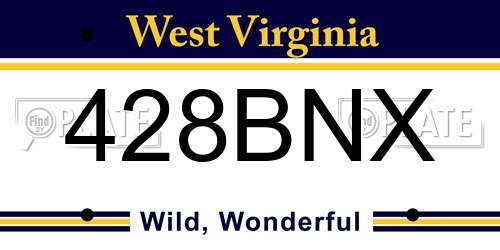 428BNX West Virginia License Plate