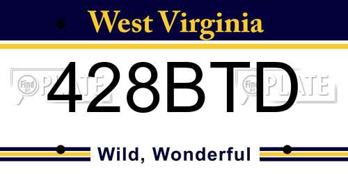 428BTD West Virginia License Plate