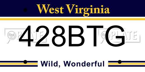 428BTG West Virginia License Plate