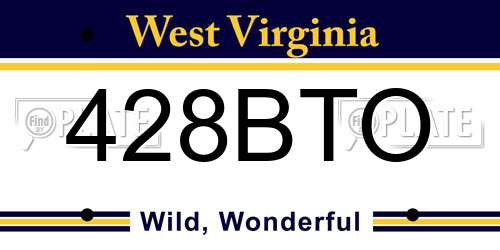 428BTO West Virginia License Plate