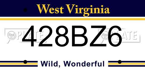 428BZ6 West Virginia License Plate