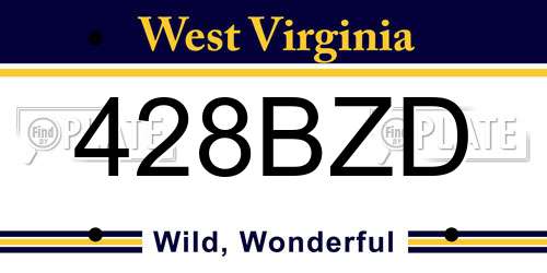 428BZD West Virginia License Plate