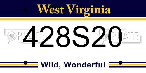 428S20 West Virginia License Plate