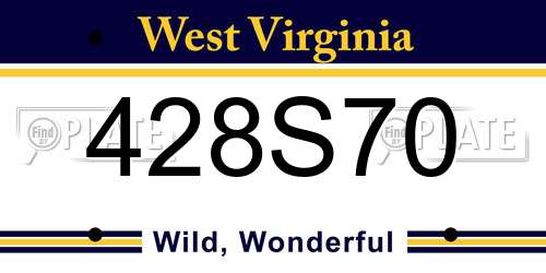428S70 West Virginia License Plate