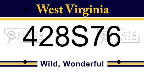 428S76 West Virginia License Plate