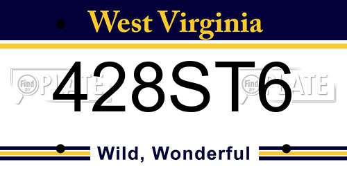 428ST6 West Virginia License Plate