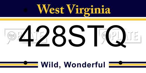 428STQ West Virginia License Plate