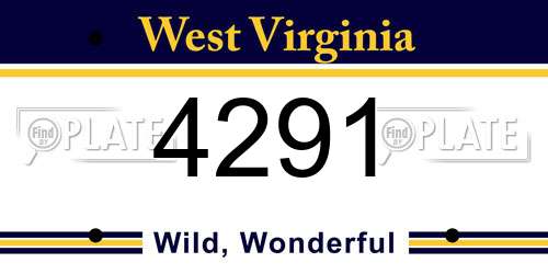 4291 West Virginia License Plate