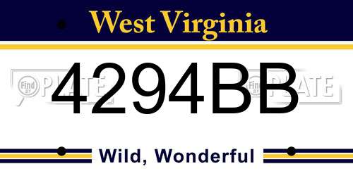 4294BB West Virginia License Plate