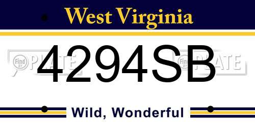 4294SB West Virginia License Plate
