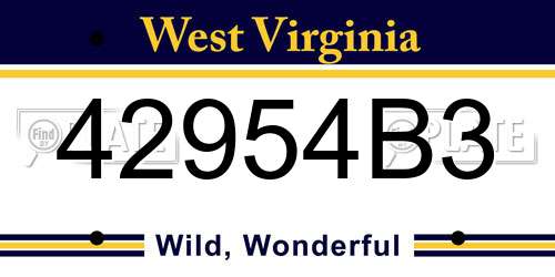 42954B3 West Virginia License Plate